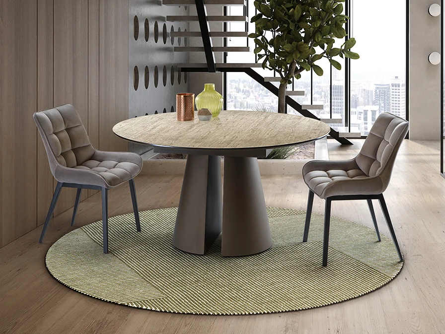 Samara D138 - SAMARA - MESA DE JANTAR - TRAVERTINO/CAS