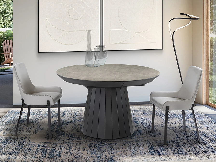 Koria D130-230 - KORIA -MESA COMEDOR- PIEDRA/NEGRO